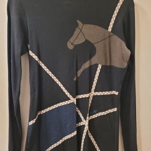 Kerrits Black Long Sleeve Shirt with Jumping Horse Design